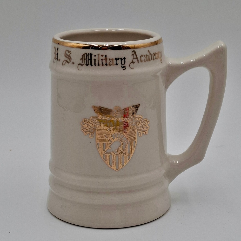 Vintage West Point US Military Academy Ceramic Beer Stein Mug Burley & Co Gold